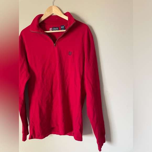 Vintage men’s Chaps Crimson Quarter-Zip Sweater size Medium 100% cotton NWOT - Picture 5 of 5